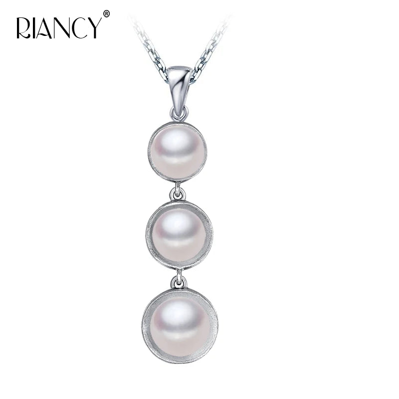 Natural Multicolor Pearl pendant Freshwater Three beads pendant Necklace