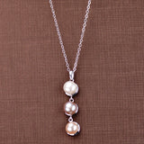 Natural Multicolor Pearl pendant Freshwater Three beads pendant Necklace