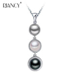 Natural Multicolor Pearl pendant Freshwater Three beads pendant Necklace