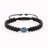 Natural Stone CZ Pave Eye Charm Macrame Bracelet