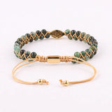 Natural Stone CZ Pave Eye Charm Macrame Bracelet