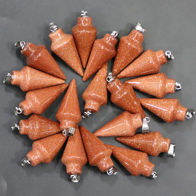Natural Stone Pendant Charms DIY Jewelry Accessories 24Pcs