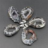Natural Stone Druzys Agates Necklace Pendants Charms for DIY Jewelry Making