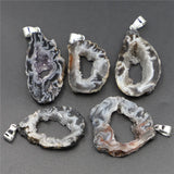 Natural Stone Druzys Agates Necklace Pendants Charms for DIY Jewelry Making