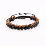 Faceted Agate Pyrite Brown Tiger Eye Macrame Bracelet Men Jewelry