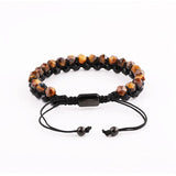 Faceted Agate Pyrite Brown Tiger Eye Macrame Bracelet Men Jewelry