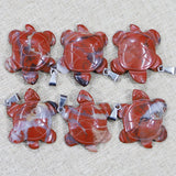 6 Pcs Turtle Shape Natural Stone Pendant Charms for Jewelry Making