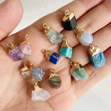 Raw Stone Pendants Necklace 5pcs/lot Agate Lapis Rose Quartz Charm