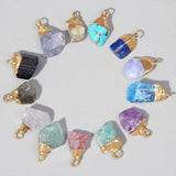 Raw Stone Pendants Necklace 5pcs/lot Agate Lapis Rose Quartz Charm