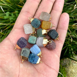 Raw Stone Pendants Necklace 5pcs/lot Agate Lapis Rose Quartz Charm