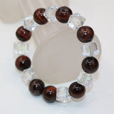 Red Tiger Stone Bead Bracelet with Crystal Charm, 7.5 inch