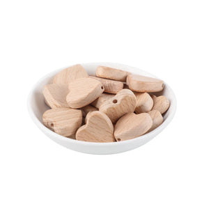 Natural Wooden Heart Spacer Beads for Baby Teethers DIY Crafts