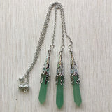 Green Aventurine Divination Wicca Birthstone Pillar Pendants Jewelry 6pcs