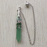 Green Aventurine Divination Wicca Birthstone Pillar Pendants Jewelry 6pcs