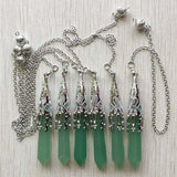 Green Aventurine Divination Wicca Birthstone Pillar Pendants Jewelry 6pcs