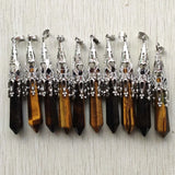 Tiger Eye Stone Hexagonal Cone Pendants 10pcs/Lot