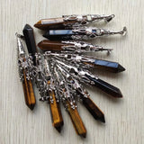 Tiger Eye Stone Hexagonal Cone Pendants 10pcs/Lot