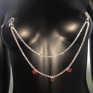 Crystal Rhinestone Nipple Chain Body Jewelry for Women