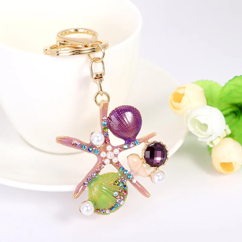 Ocean Wind Key Chain Sea Scallop Car Bag Pendant Gift