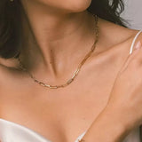 Stainless Steel Paper Clip Chain Necklace Women