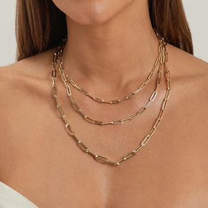 Stainless Steel Paper Clip Chain Necklace Women