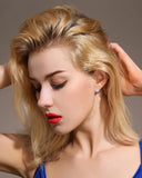 Sterling Silver Crystal Square Stud Earrings for Women