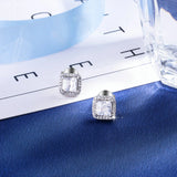 Sterling Silver Crystal Square Stud Earrings for Women