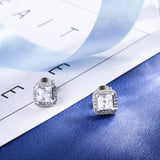Sterling Silver Crystal Square Stud Earrings for Women
