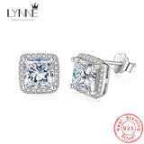 Sterling Silver Crystal Square Stud Earrings for Women