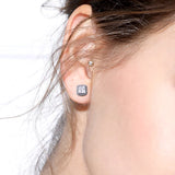 Sterling Silver Crystal Square Stud Earrings for Women