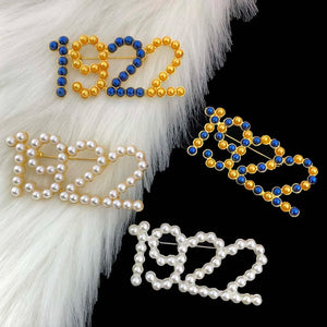 1922 Pearl Number Pin Brooch Golden Personality Clothing Accessories