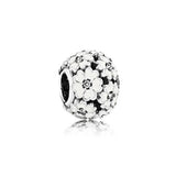 925 Silver Pearl Charm with CZ Beads for DIY Bracelet