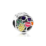925 Silver Pearl Charm with CZ Beads for DIY Bracelet