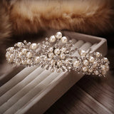 Pearl Crown Crystal Tiara Flower Rhinestone Hair Tiaras For Wedding