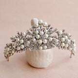 Pearl Crown Crystal Tiara Flower Rhinestone Hair Tiaras For Wedding