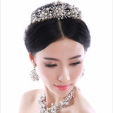 Pearl Crown Crystal Tiara Flower Rhinestone Hair Tiaras For Wedding