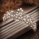 Pearl Crown Crystal Tiara Flower Rhinestone Hair Tiaras For Wedding