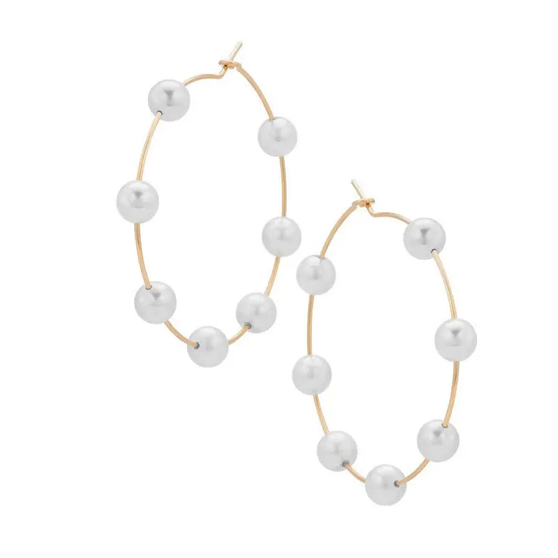 Large Hoop Pearl Earrings Huge Circle Jewelry Gift