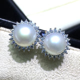 Pearl Earrings Classic Audrey Hepburn Real Freshwater Pearl Silver Earrings