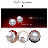 Pearl Earrings Classic Audrey Hepburn Real Freshwater Pearl Silver Earrings