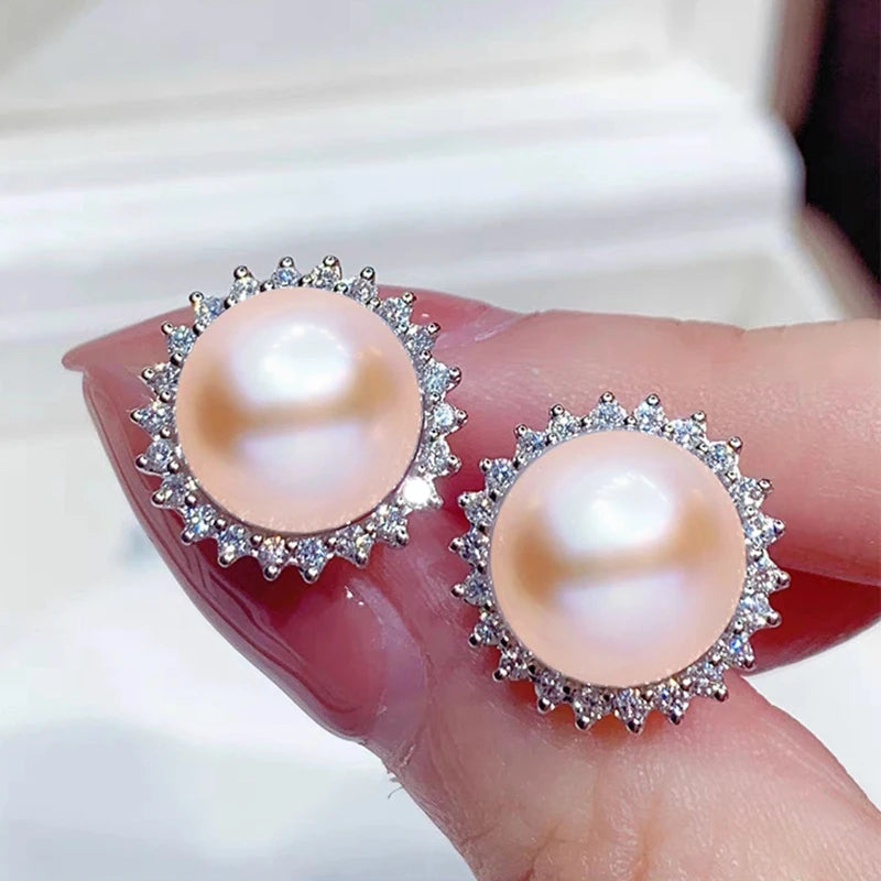 Pearl Earrings Classic Audrey Hepburn Real Freshwater Pearl Silver Earrings