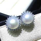 Pearl Earrings Classic Audrey Hepburn Real Freshwater Pearl Silver Earrings