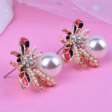 Bee Pearl Stud Earrings for Women