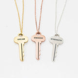 Personalised Key Pendant Women Necklace Carving Name Stainless Steel Necklace