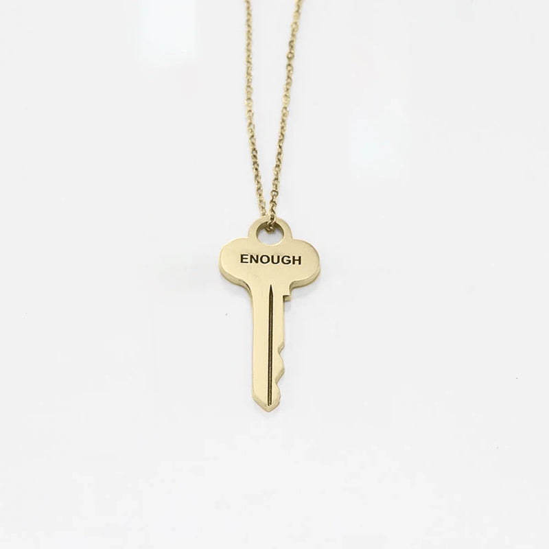 Personalised Key Pendant Women Necklace Carving Name Stainless Steel Necklace