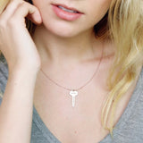 Personalised Key Pendant Women Necklace Carving Name Stainless Steel Necklace