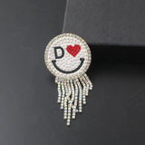 Personality Smiley Face Rhinestone Tassel Brooch Girls Street Gift Accessories