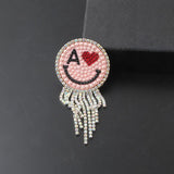 Personality Smiley Face Rhinestone Tassel Brooch Girls Street Gift Accessories