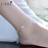 Plum Blossom Pendant Anklet 925 Sterling Silver Lucky Flower Anklets