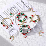 Christmas Bracelet Set Crystal Beads Lady Xmas Accessory